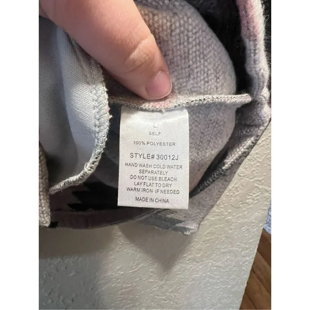 Blue B Collection Grey & Pink Aztec Button Up Shacket Woman’s Size Large - Picture 6 of 7